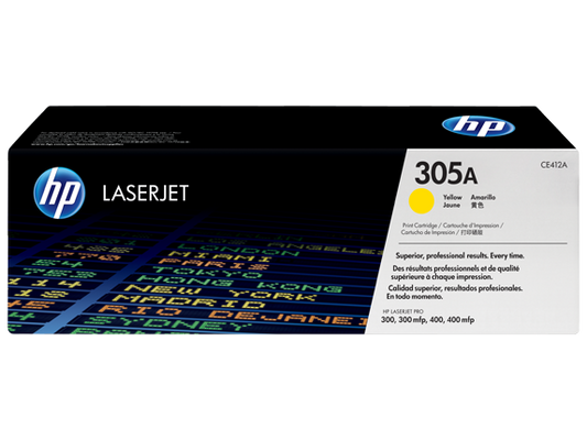 HP 305A Yellow Original LaserJet Toner Cartridge, CE412A